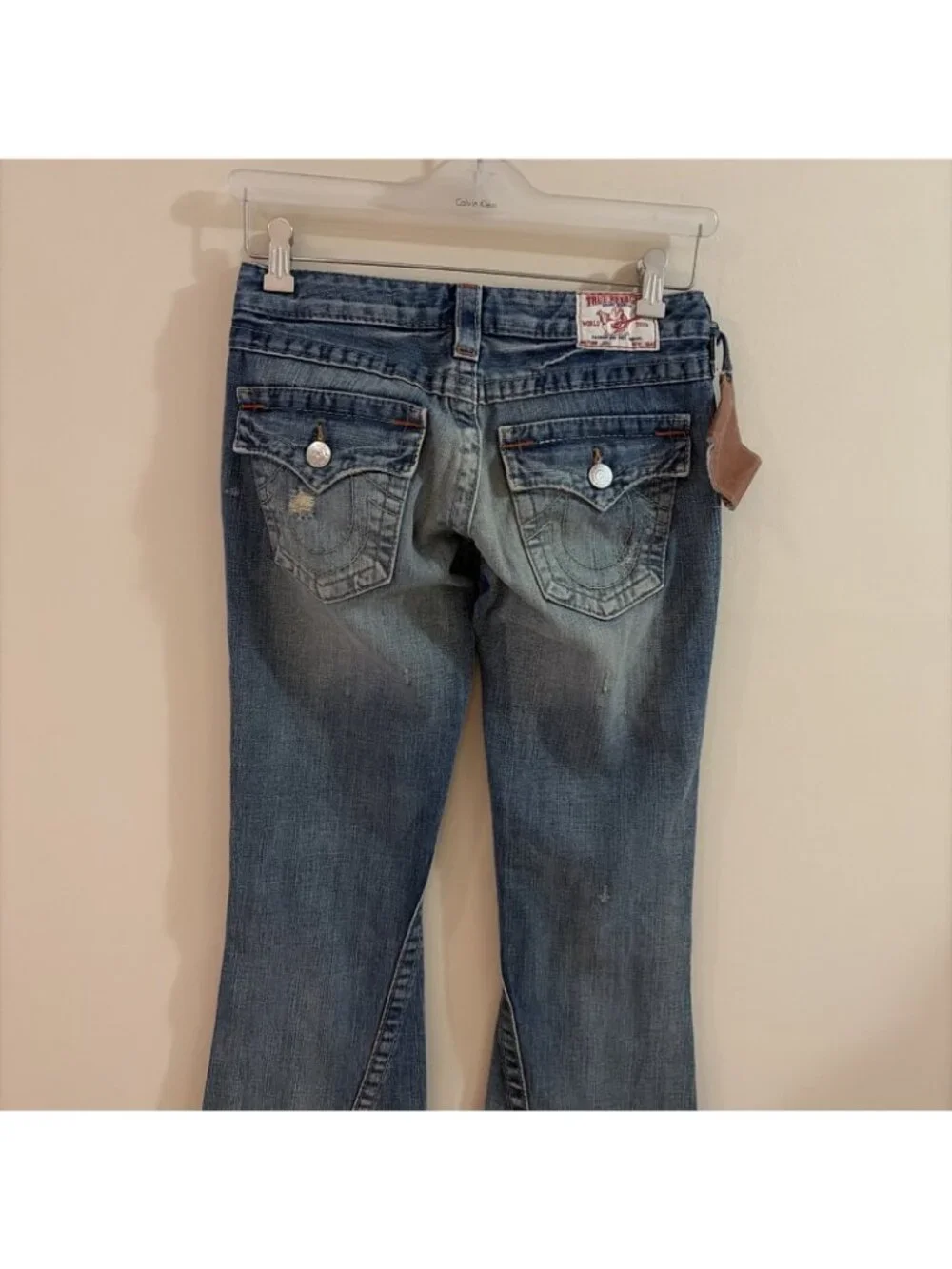Vtg Y2K True Religion Joey Flare Jeans Low Rise Women's Size 27 Flap Pockets NWT